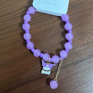 Kuromi Sanrio Character kids Bracelet Purple Beaded with Cute Charm